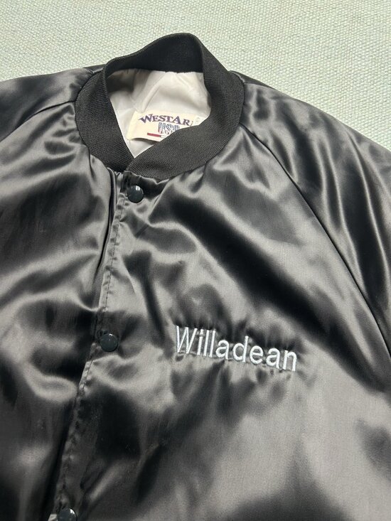 Vintage satin bomber jacket locomotions square dance club Durand Michigan large - Picture 4 of 6